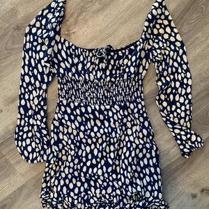 Reformation blue and white spotted dress 0 petite